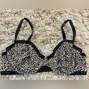 Victoria's Secret Black and Cream Animal Print Bra